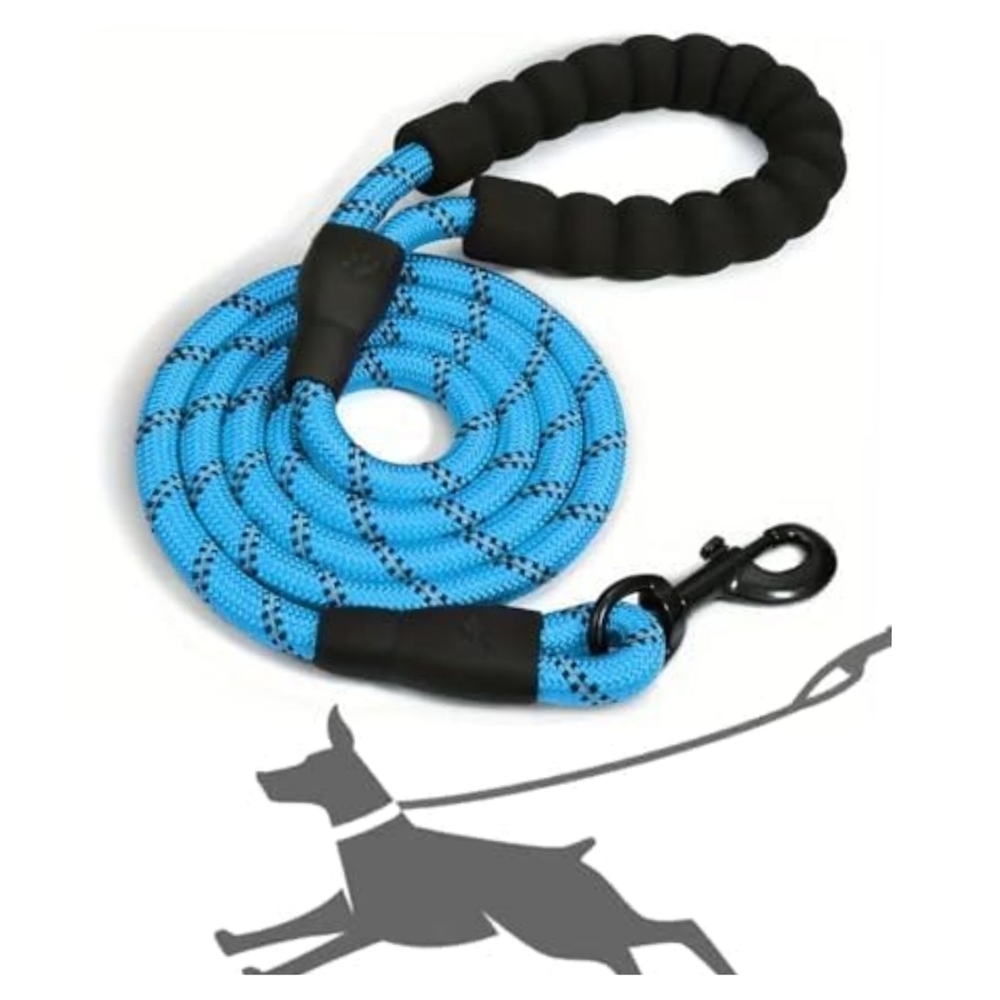 👣4/$20. Blue and Black Reflective Rope Dog Leash. 5 Ft.  NWT - Picture 6 of 7